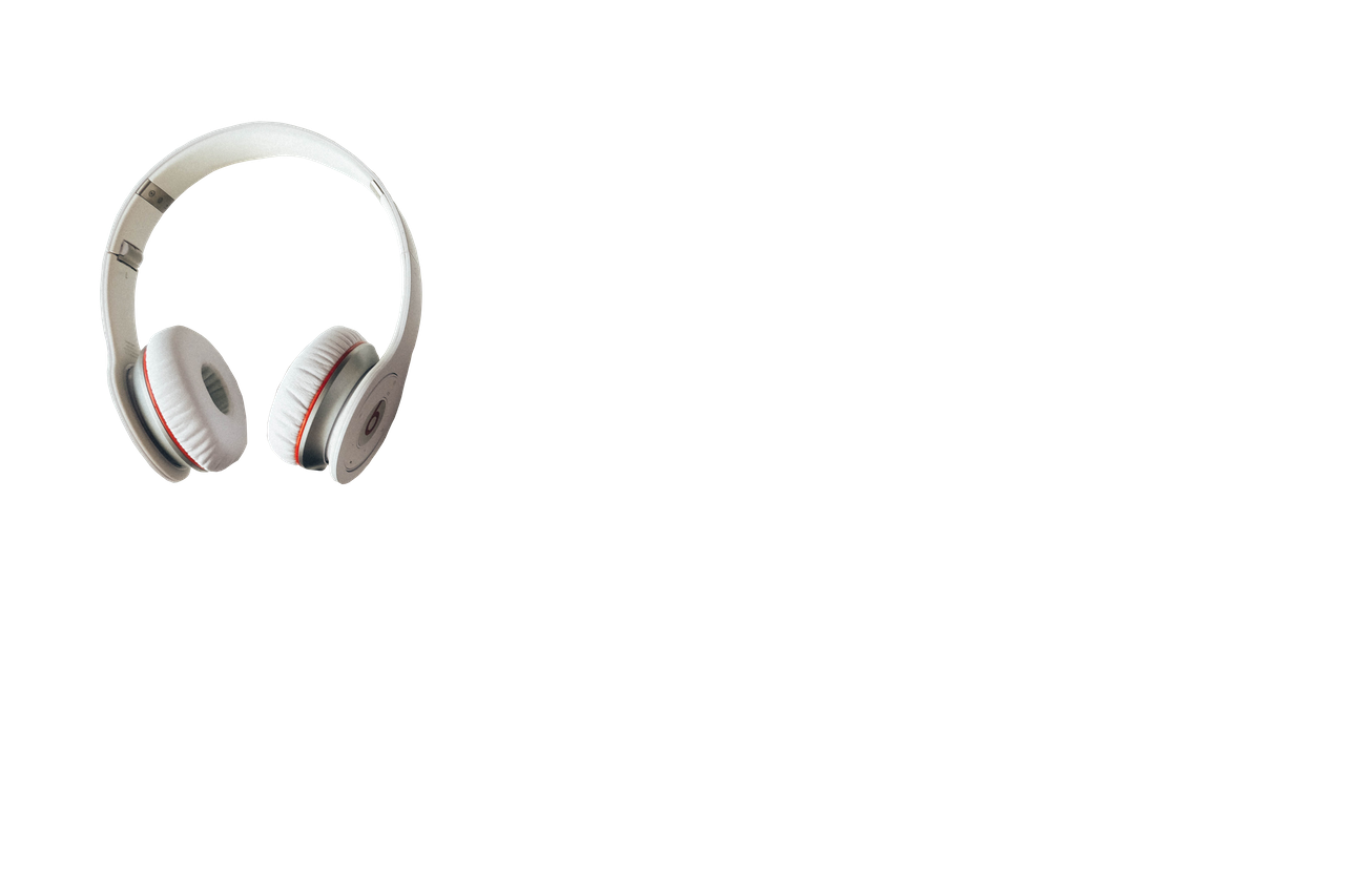 a headphone floating in the air
